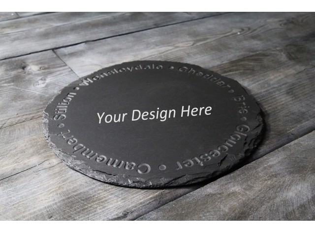 Personalised Welsh slate round Cheese board - Deep Engraved Cheese Names